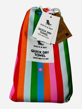 Dock & Bay Quick Dry 100% Recyled Beach Towel XL Tutti Frutti with Pouch NWT